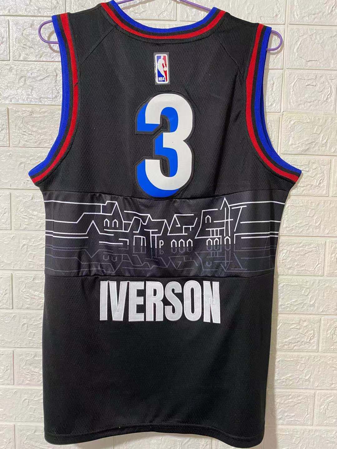 Men Philadelphia 76ers #3 Iverson Black Nike City Edition NBA Jerseys->charlotte hornets->NBA Jersey